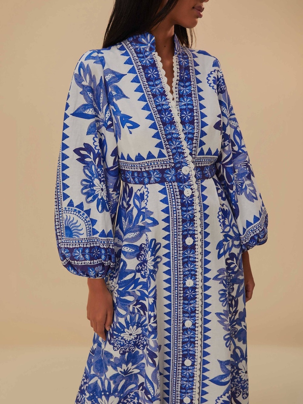 FARM.Rio Off-White Flora Tapestry Lenzing™ Ecovero™ Euroflax™ Maxi Dress - Picture 2 of 7